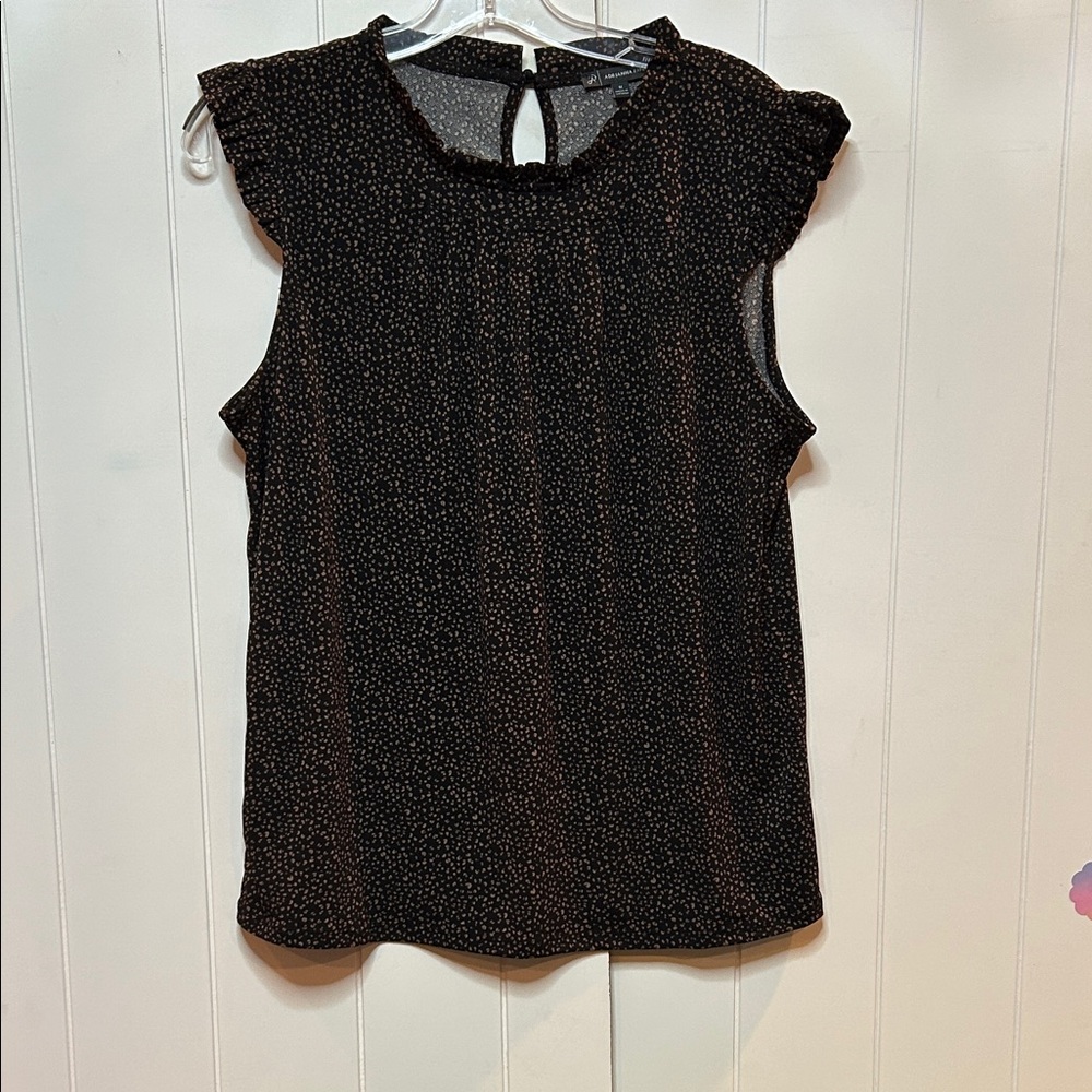 Adrianna Papell Black Blouse with Gold Accents